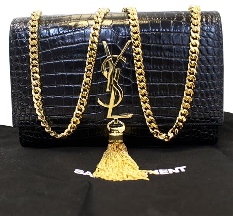 ysl black handbag gold chain.